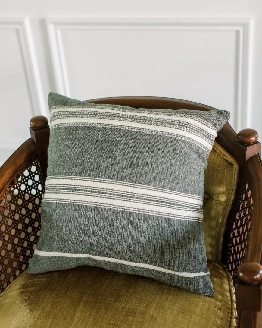 18" Aden Throw Pillow Cover |  Grey With Natural