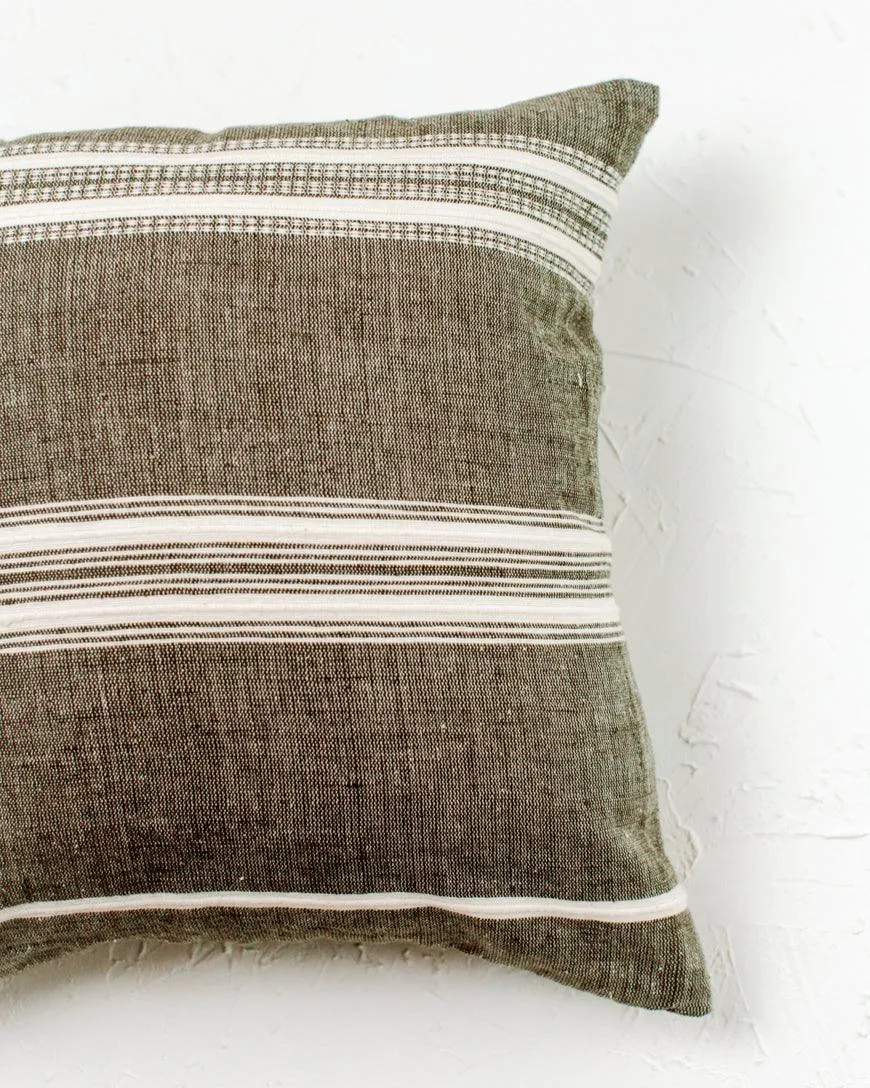 18" Aden Throw Pillow Cover |  Grey With Natural
