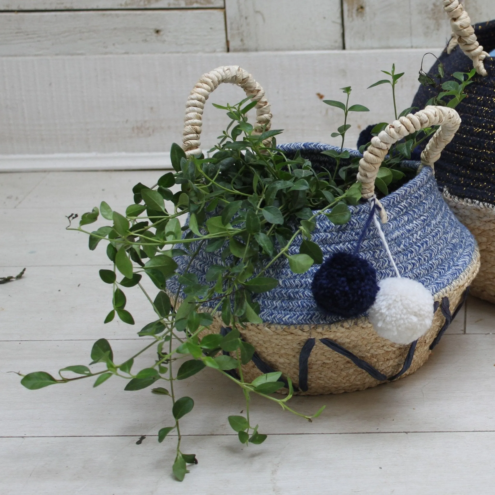 Blue Zig Zag Rope Basket