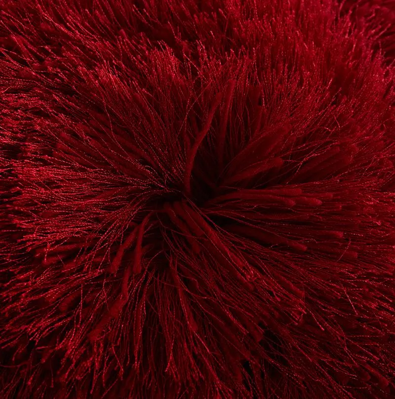 Decorative Shaggy Pillow in Red