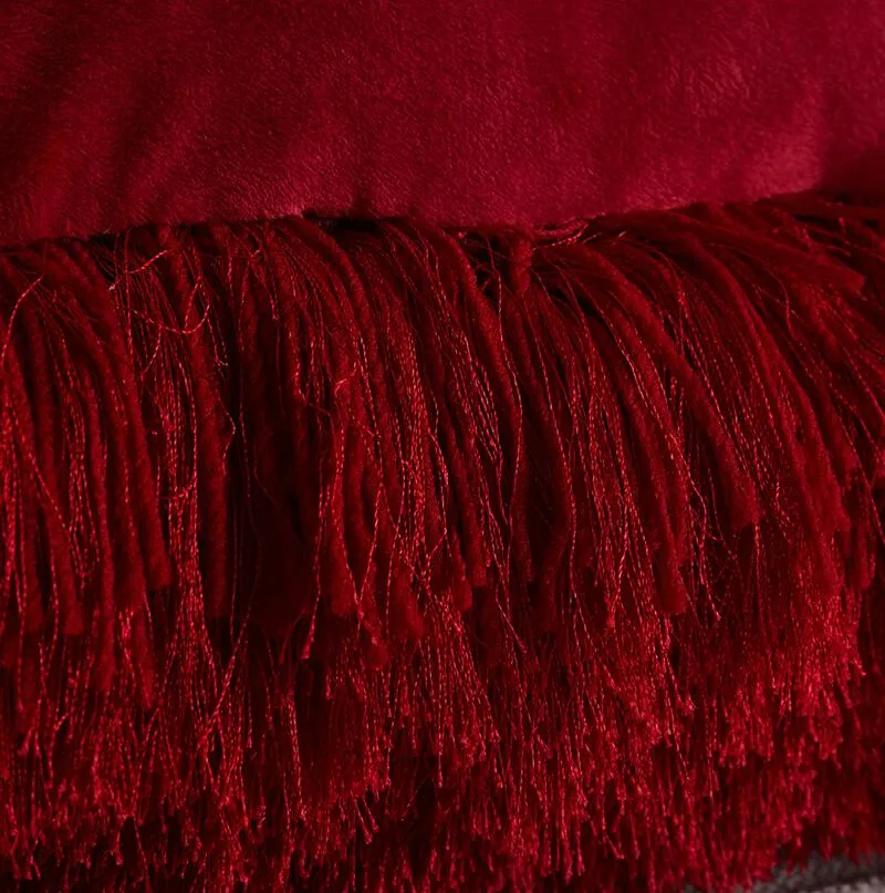 Decorative Shaggy Pillow in Red