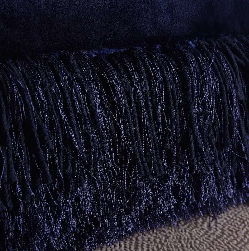 Decorative Shaggy Pillow with Lurex in Blue
