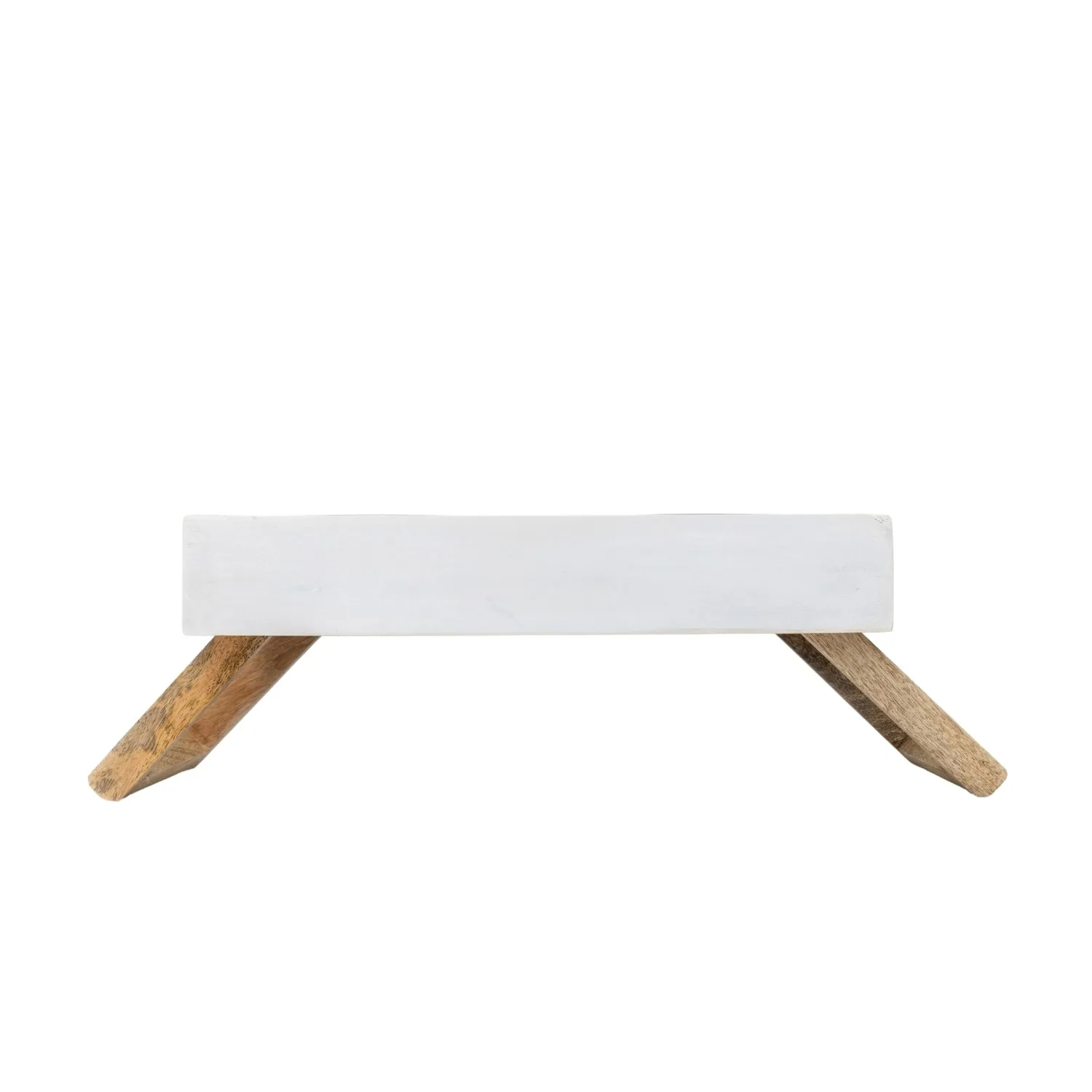 Eco-Friendly Elevated Dog Wood Feeder (Distressed White) - Stylish and Sustainable Pet Feeder