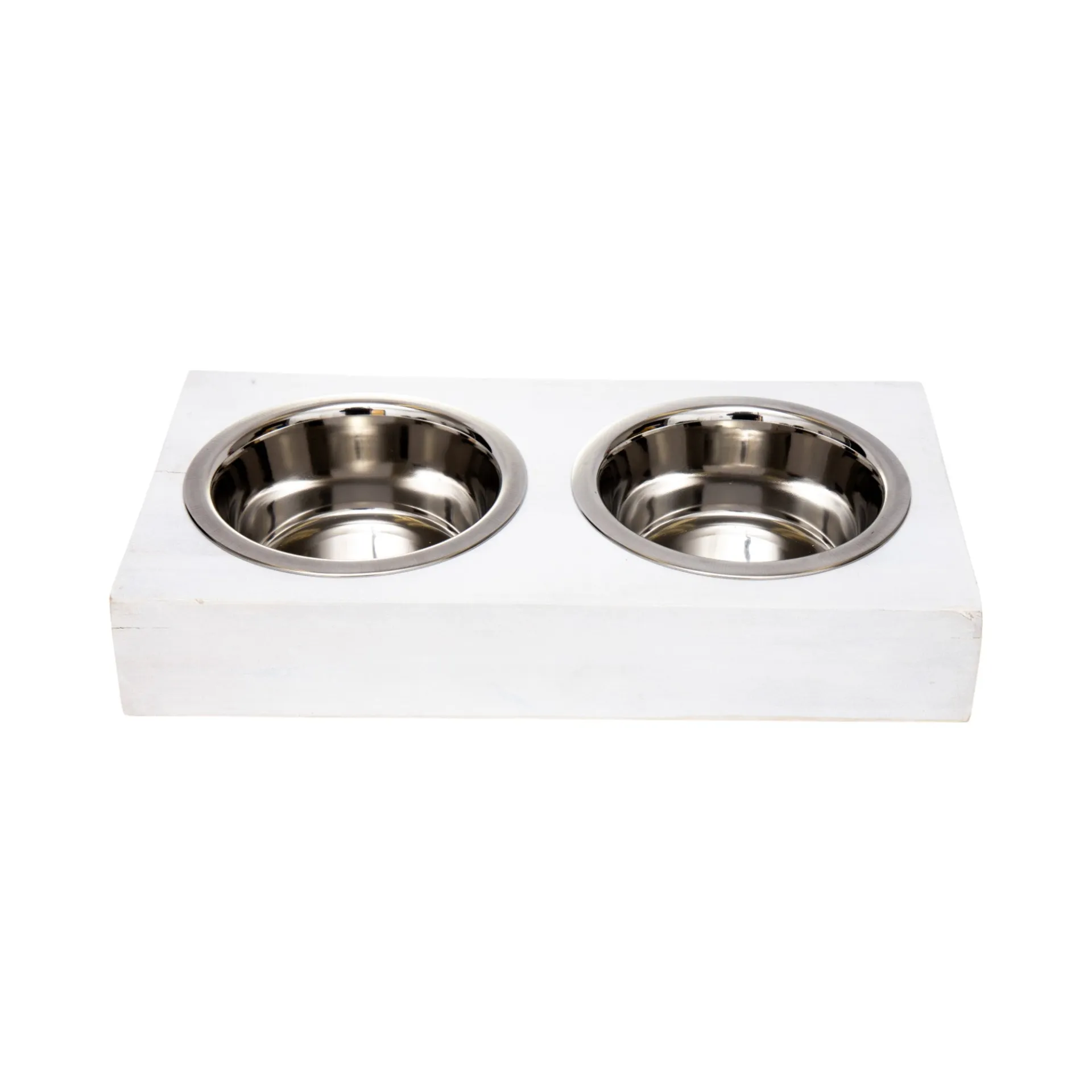 Eco-Friendly Elevated Dog Wood Feeder (Distressed White) - Stylish and Sustainable Pet Feeder