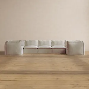 Modular Washable 7-Seater U-Sectional in Coco | Memorix  Seat | Cloud Pillow