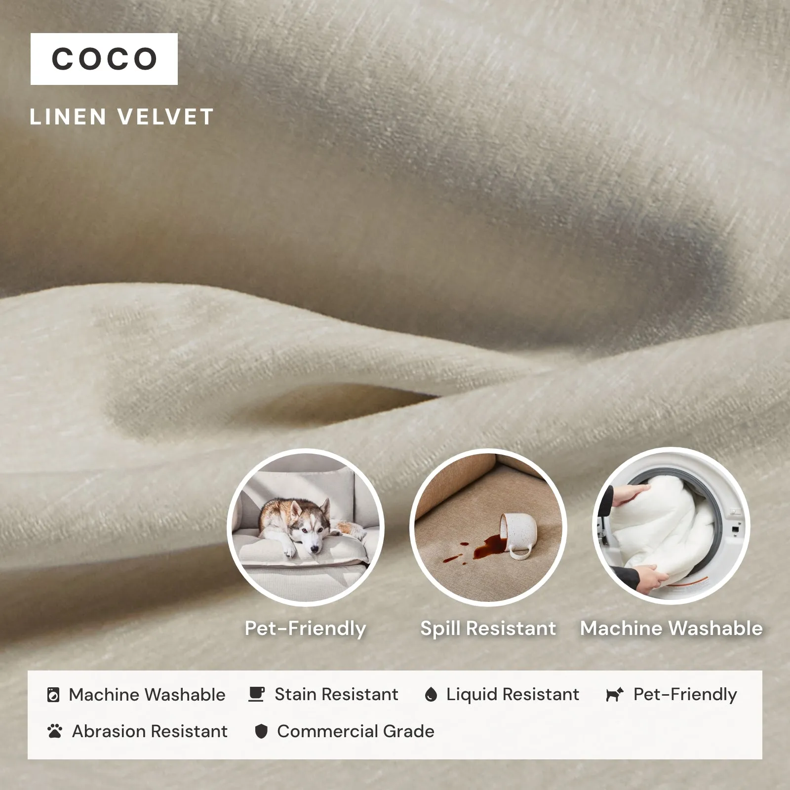 Modular Washable 7-Seater U-Sectional in Coco | Memorix  Seat | Cloud Pillow