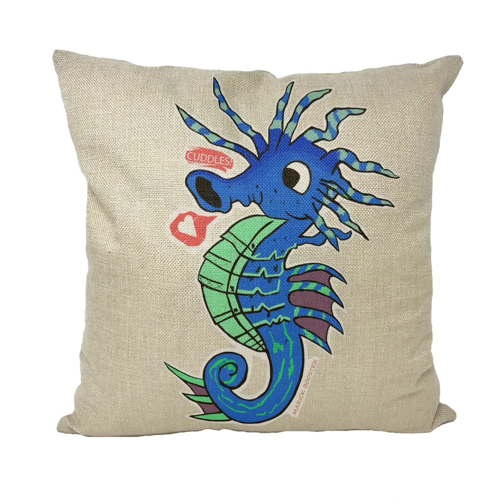 Scribblers the Seahorse Throw Pillows
