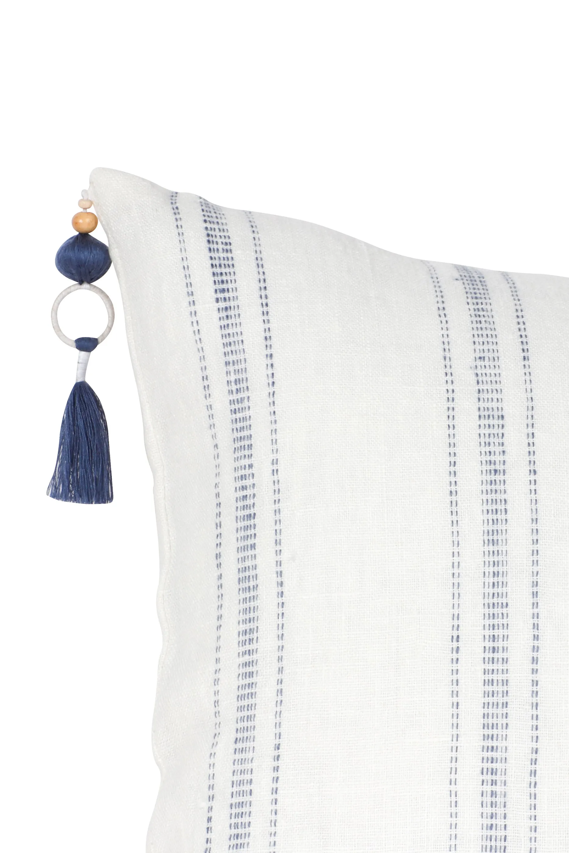 White with Blue Stripes So Soft Linen Pillow